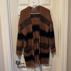 Rewind Brown and Black Striped Cardigan